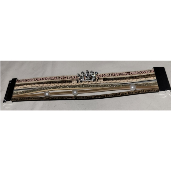 Leather Wrap Crystal Crown Birthday Bracelet - Picture 4 of 16